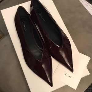 NEW Céline Flat V Neck Pump Wine Size 36.5